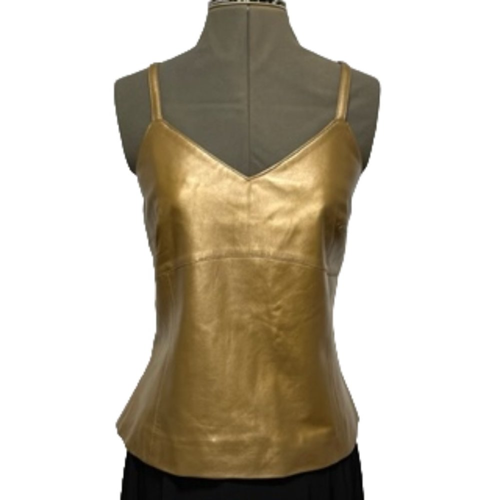 MARGARET GODFREY Gold Soft Leather Fully Lined Camisole NWT